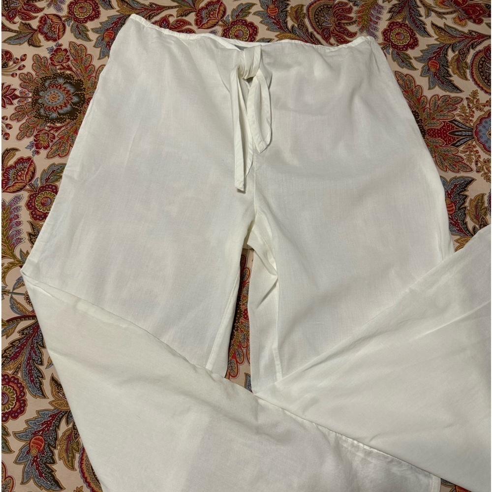 Spiegel Beach Cover-Up‎ 100% Cotton Straight Leg Pants White Size M